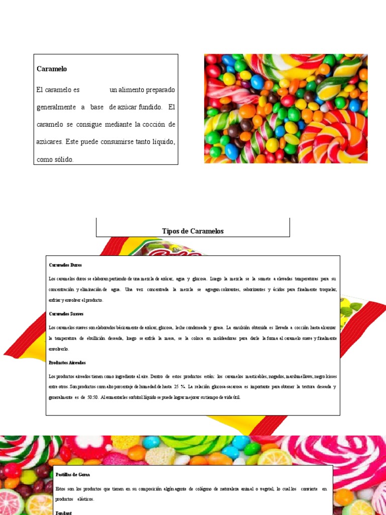 Tipos y Proceso de Elaboración de Caramelos | PDF | Caramelo | Comida y  bebida