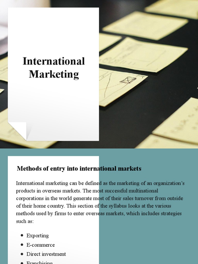 International Marketing Entry Strategies | PDF | Franchising | Joint ...