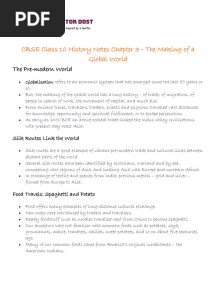 CBSE Class 10 History Notes Chapter 3 - The Making of A Global World