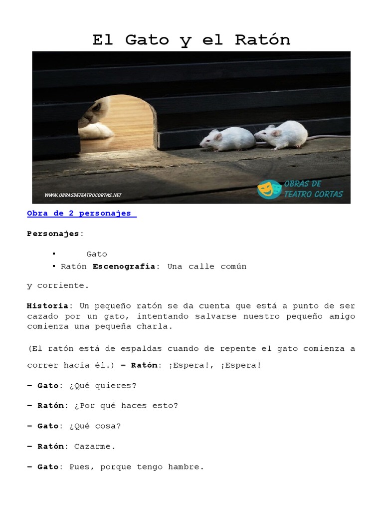 El Gato y el Ratón: Obra Teatral Corta | PDF | Hogar, jardinería y ...