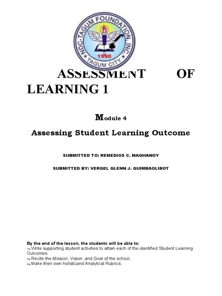 Assessment Of Learning 1