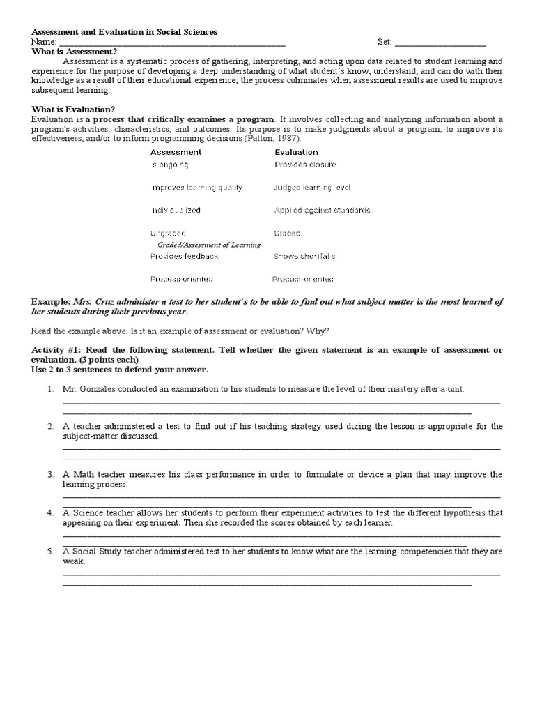 Assessment and Evaluation in Social Sciences | PDF | Educational ...