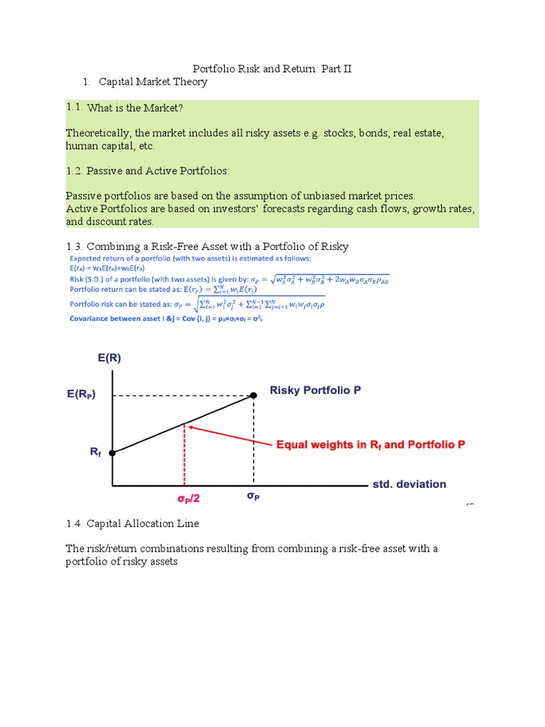 Portfolio Risk and Return | PDF | Capital Asset Pricing Model | Beta ...