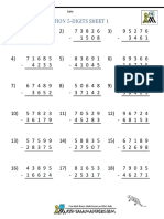 Column Subtraction 5 Digits 1