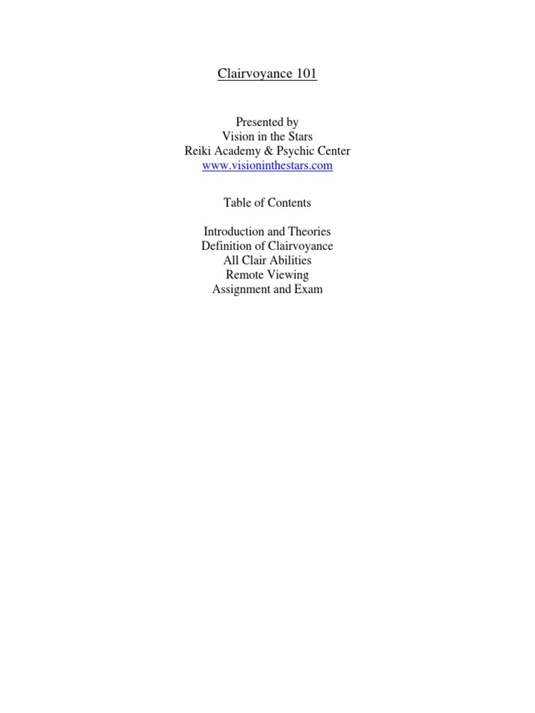 Clairvoyance 101 PDF Clairvoyance Parapsychology