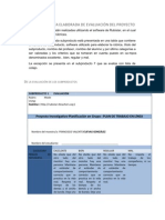 PROPUESTA ELABORADA DE EVALUACIÓN DEL PROYECTO