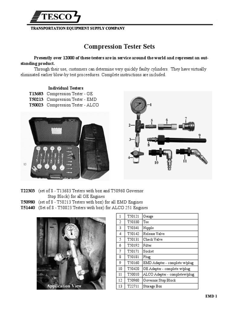 EMD Compression Testers and Tools | PDF | Screw | Piston