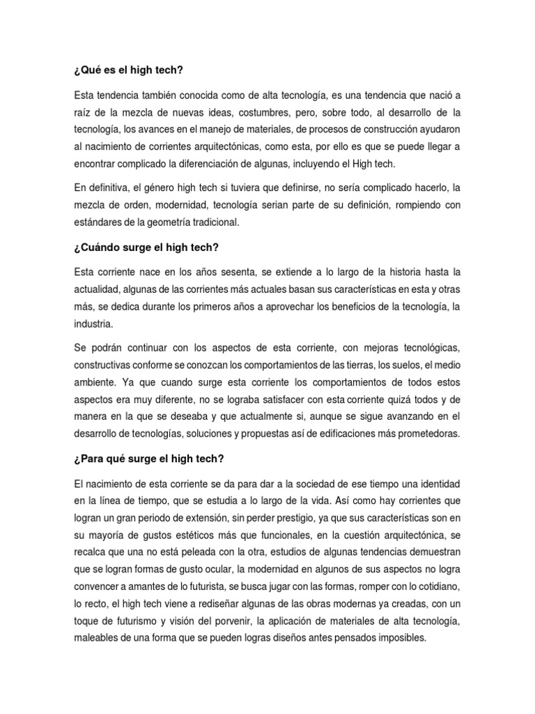Qué Es El High Tech | PDF | Arquitectura sostenible | Diseño