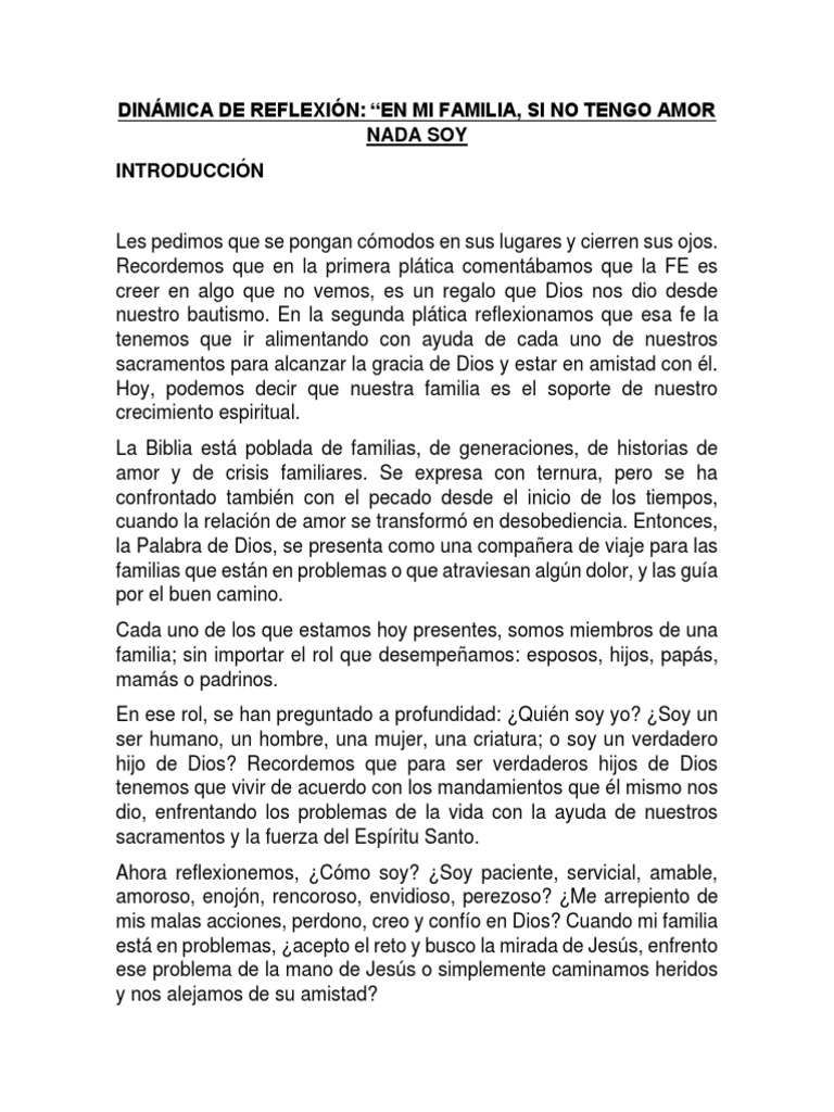 Amor y Fe en la Familia: Reflexión Dinámica | PDF | Amor | eucaristía