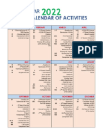 Calendar of Activities 2022