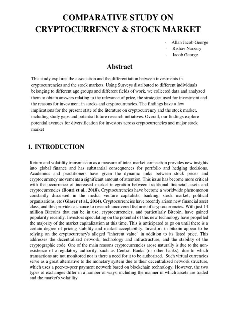 Comparative Study On Cryptocurrency and Stock Market | PDF | Investing |  Cryptocurrency