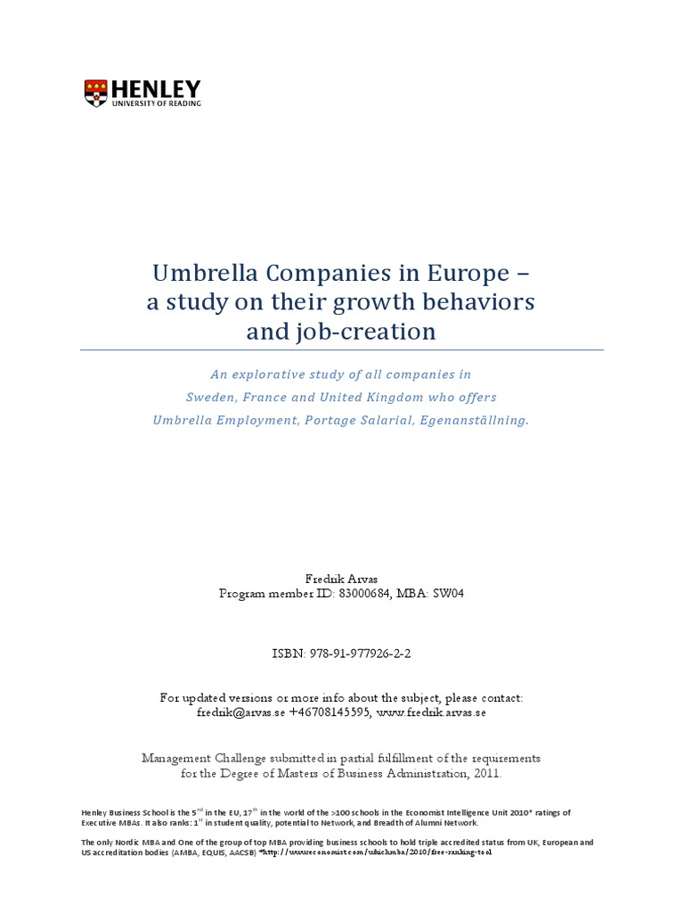 Umbrella Companies In Europe A Study On Their Growth Behaviors And