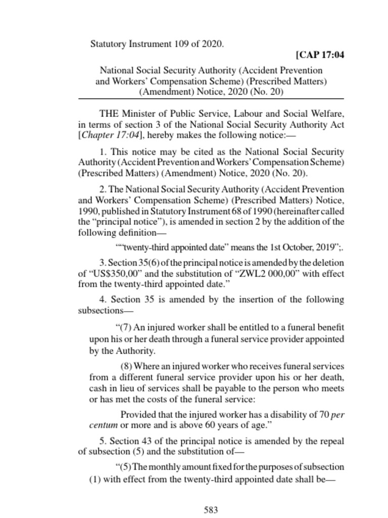 SI 2020109 National Social Security Authority (Accident Prevention and