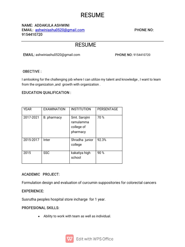 Ashwini Resume | PDF