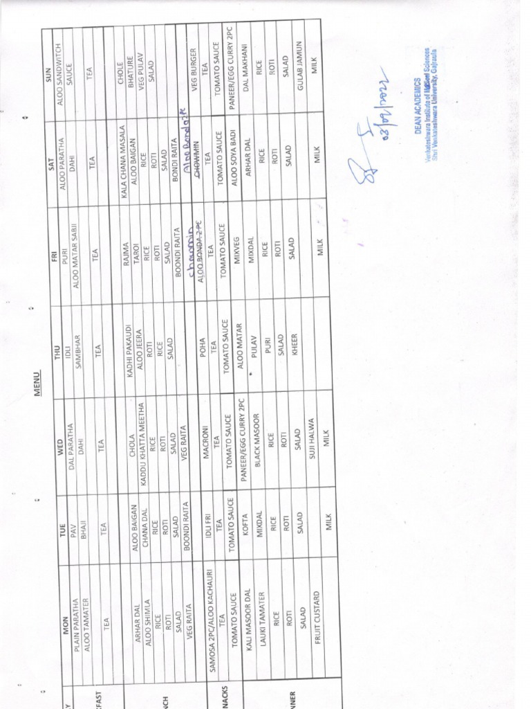 Food Canteen Menu PDF