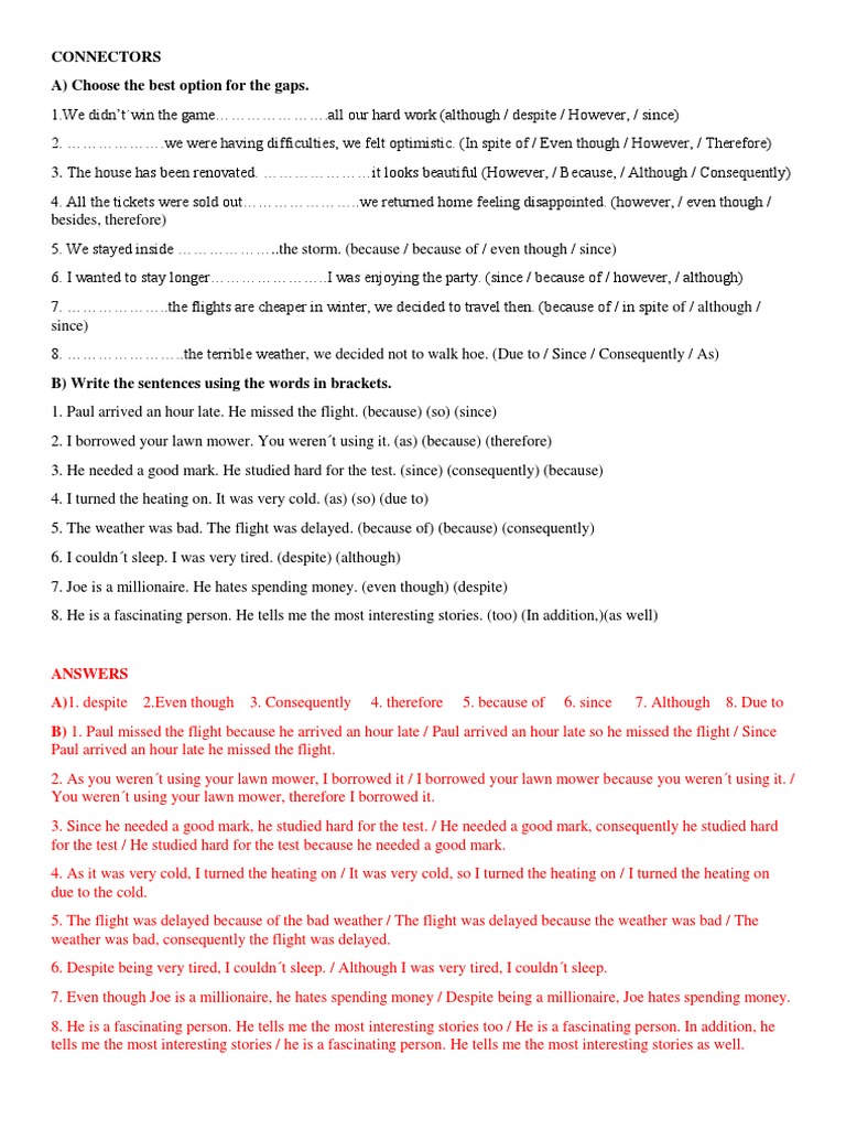 Choosing the Appropriate Connector: A Guide to Using Transition Words