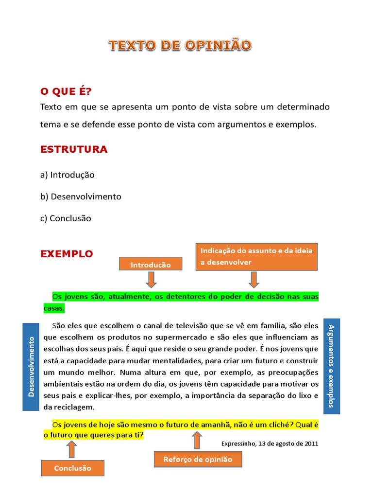 Texto Opinião - Estrutura | PDF