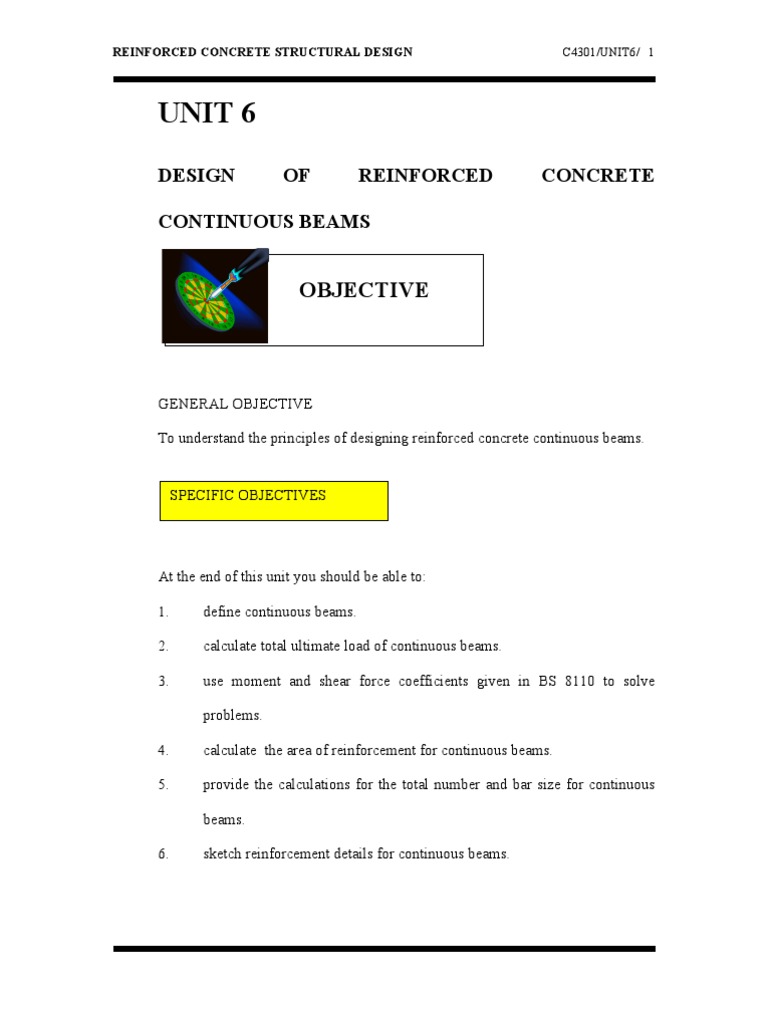 Unit 6 (DESIGN OF REINFORCED CONCRETE CONTINUOUS BEAMS) | PDF | Beam ...