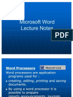 MS Word Lecture Notes: Formatting and Editing Text