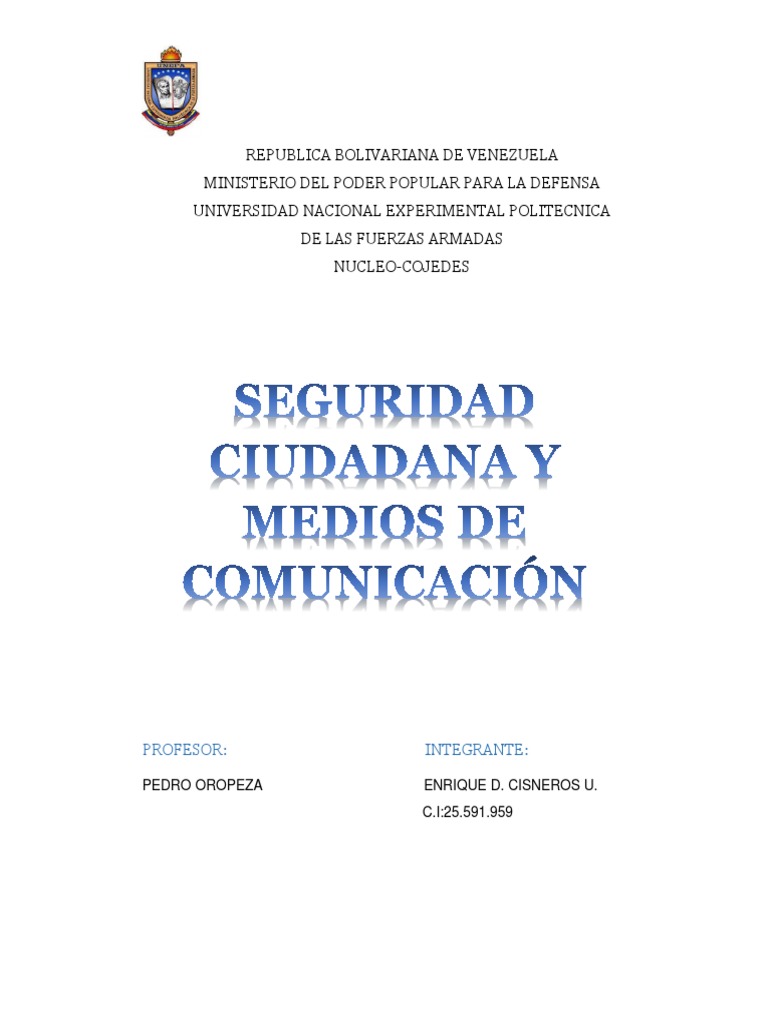 Medios y Seguridad Ciudadana | PDF | Valores | Comunicación