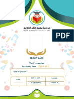 Result Card The 1 Semester Academic Year: Name of Student