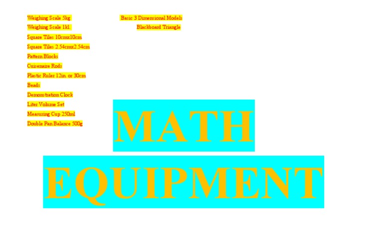 Math Equipment | PDF | Home & Garden