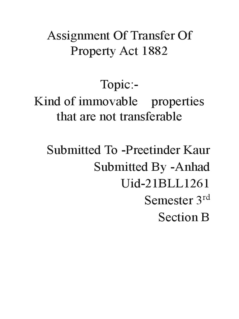 Kind of Immovable Properties That Are Not Transferable PDF Property