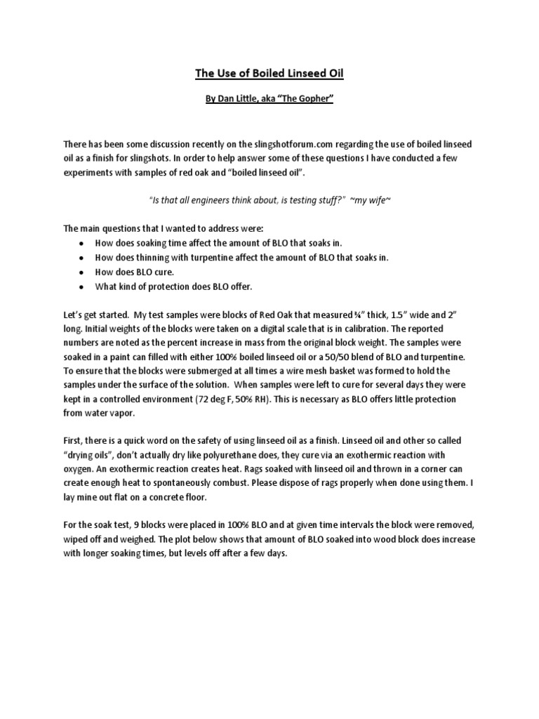 The Use of Boiled Linseed Oil PDF Chemistry Materials