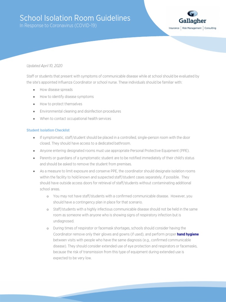 SCHOOLS Isolation Room Guidelines PDF
