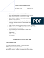 Questionário Disciplina Projeto de Extensão