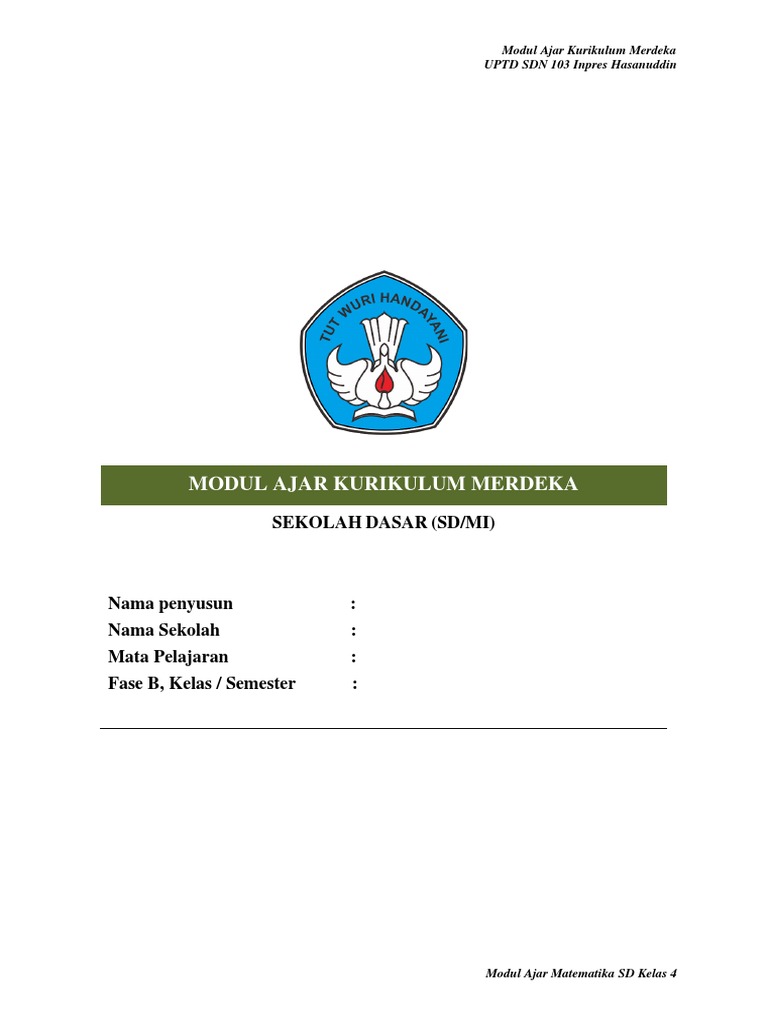 Modul Ajar Matematika Kelas 4 SD | PDF | Karier & Perkembangan | Kajian ...