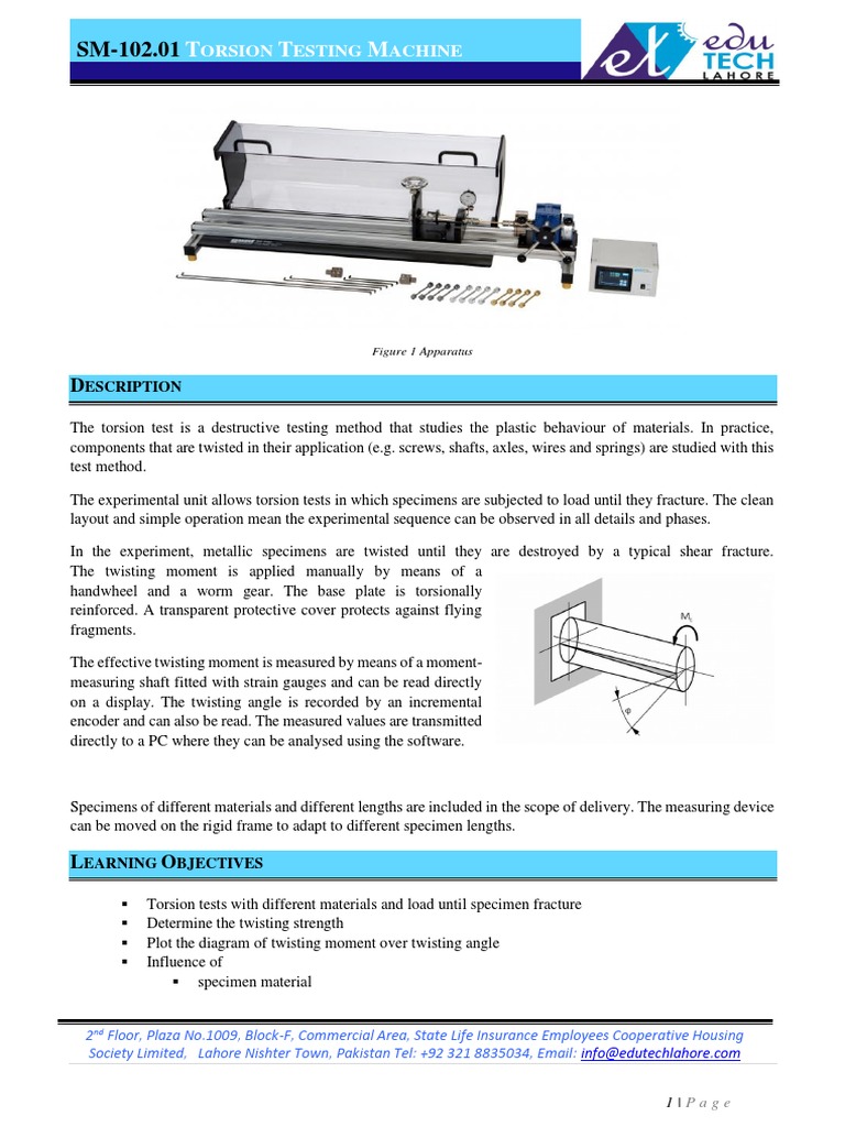 SM-102.01 Torsion Testing Machine | Descargar gratis PDF | Fracture ...