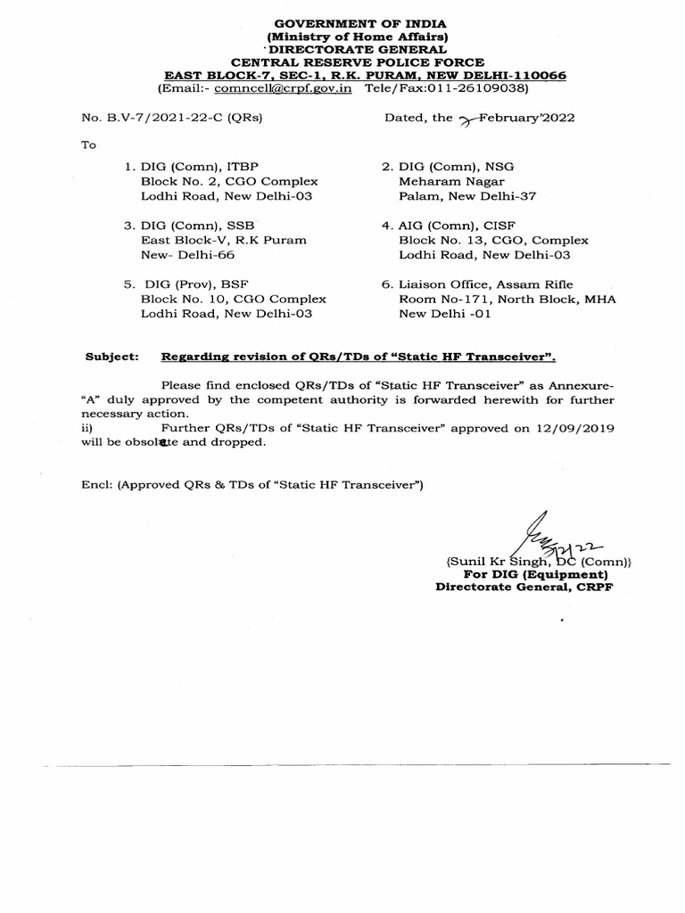 HF Static Transceivers As Per MHA QR (Version 2.0) | PDF ...
