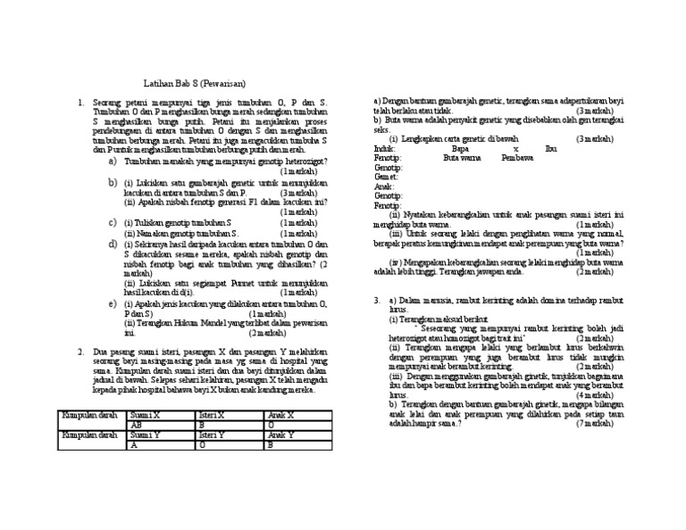 Latihan Bab 8 Bio F5 | PDF
