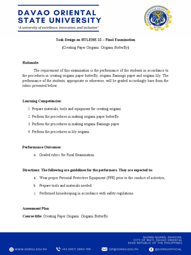 Assessing Student Performance in Origami Paper Folding Tasks PDF