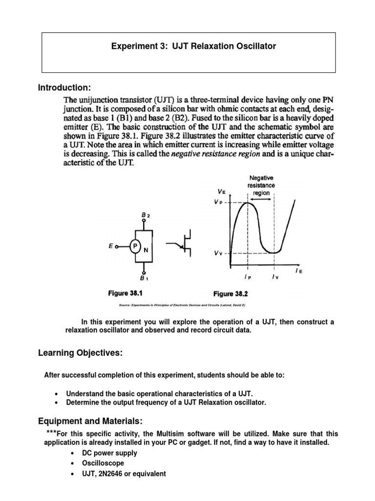 Experiment 3 UJT Relaxation Oscillator PDF Electrical Network