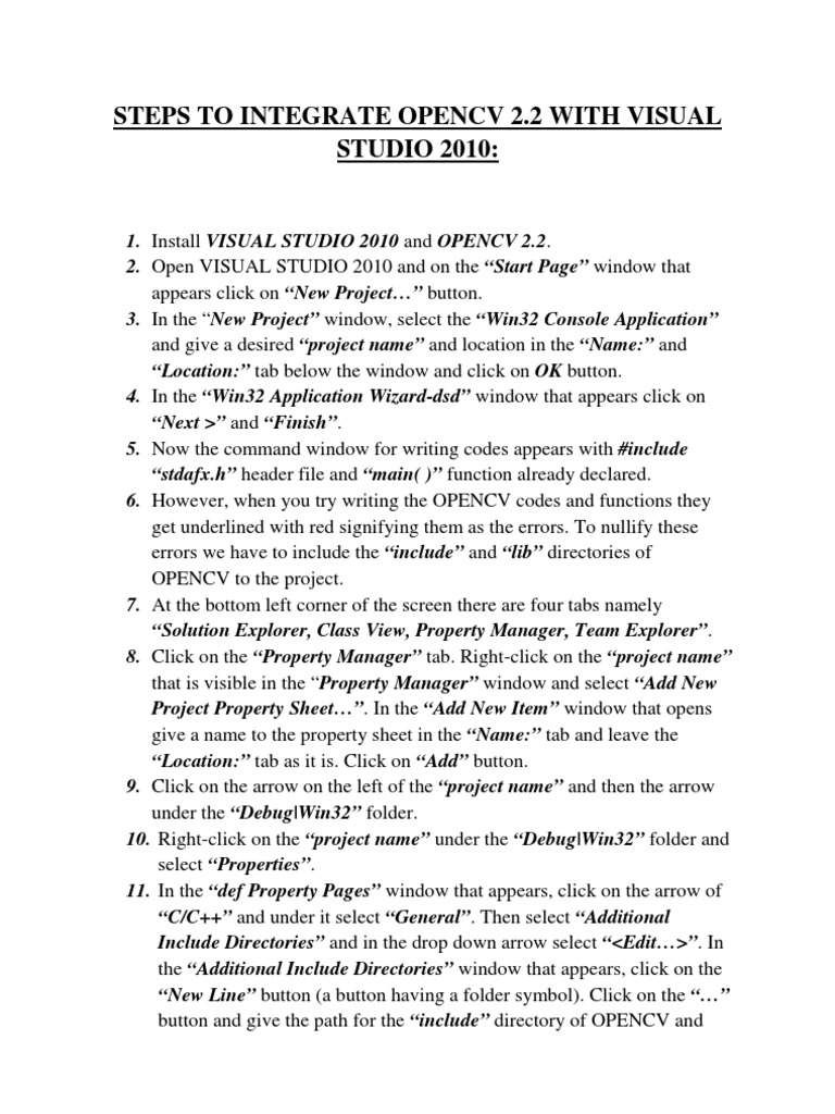 Steps To Integrate Opencv 2.2 With Visual Studio 2010 | PDF | Directory ...
