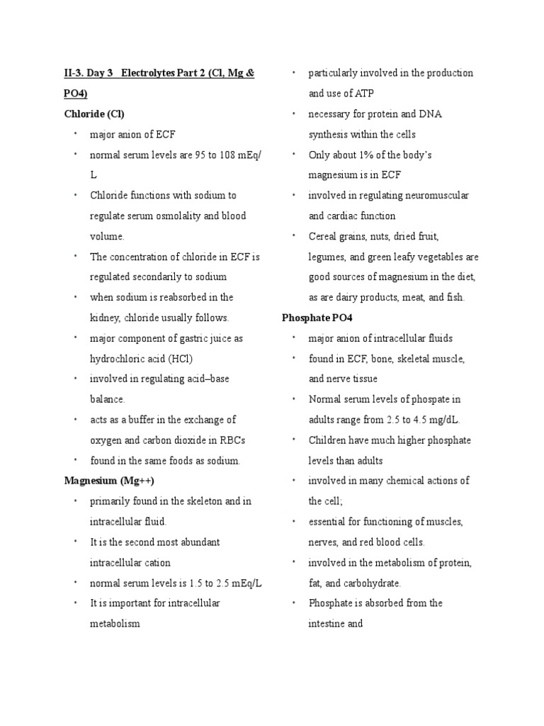 Medical Surgical Nursing Module 8 PDF Magnesium Chloride