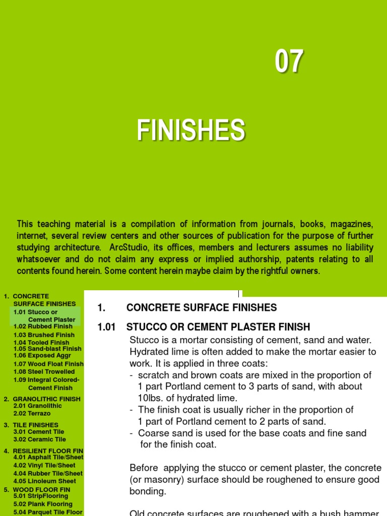 FINISHES | PDF | Flooring | Tile