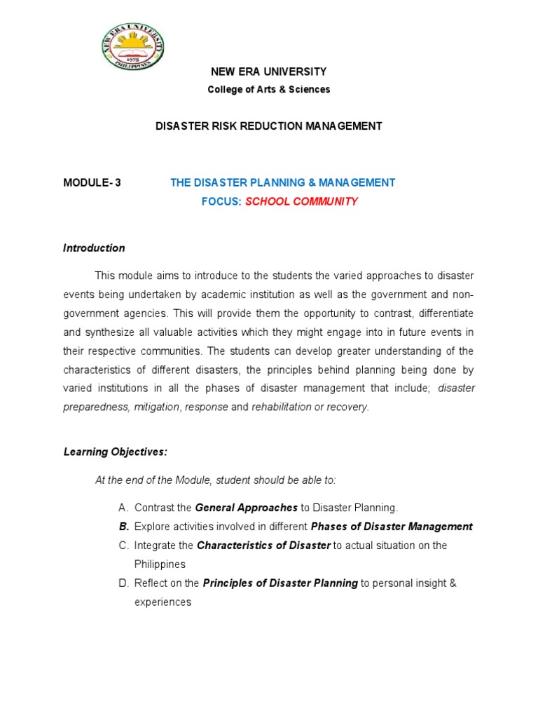 Disaster Module 3 Cas Pdf