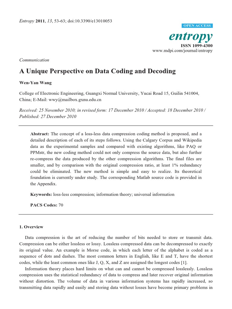 A Unique Perspective On Data Coding and Decoding | PDF | Data ...