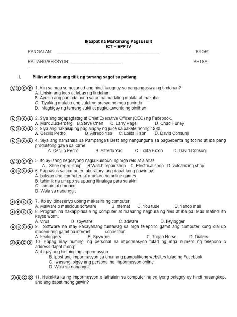 PT Epp-Ict 4 q4 V2i | PDF