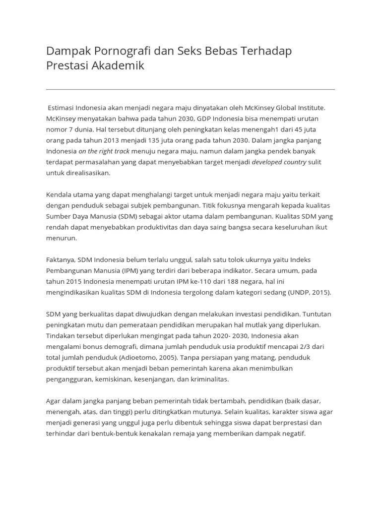 Pengaruh Pornografi Seks Bebas Pada Akademik Pdf