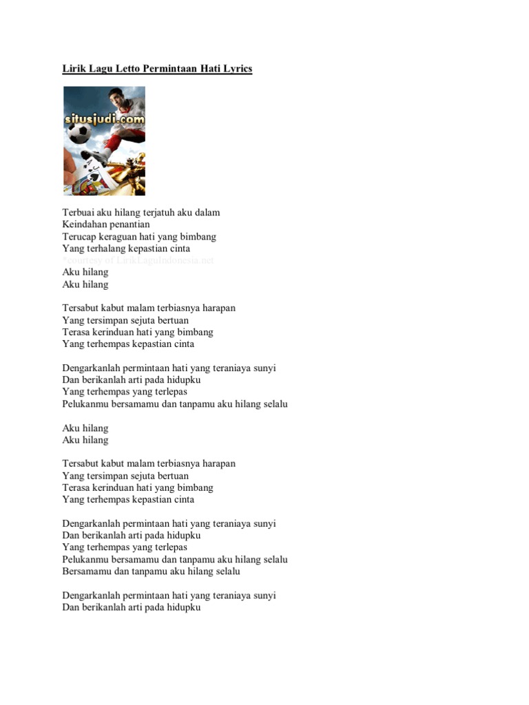 Liric Permintaan Hati By Letto