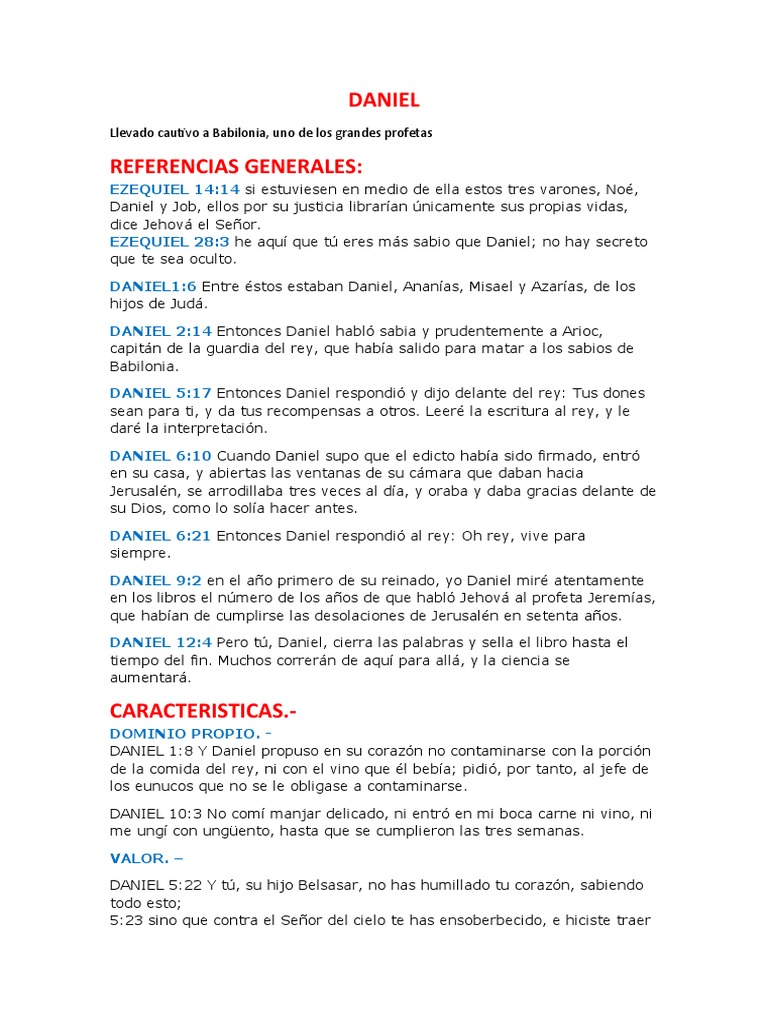 Características y Virtudes de Daniel | PDF | Daniel (figura bíblica ...
