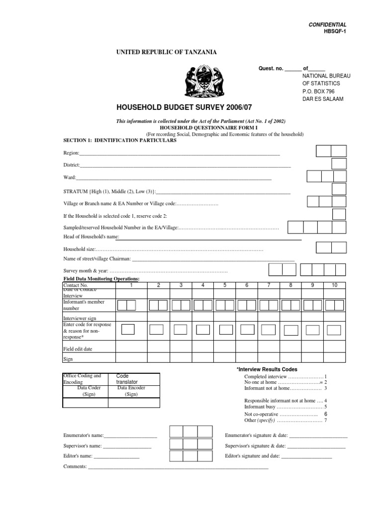 Household budget survey 2006 07 united republic of tanzania download