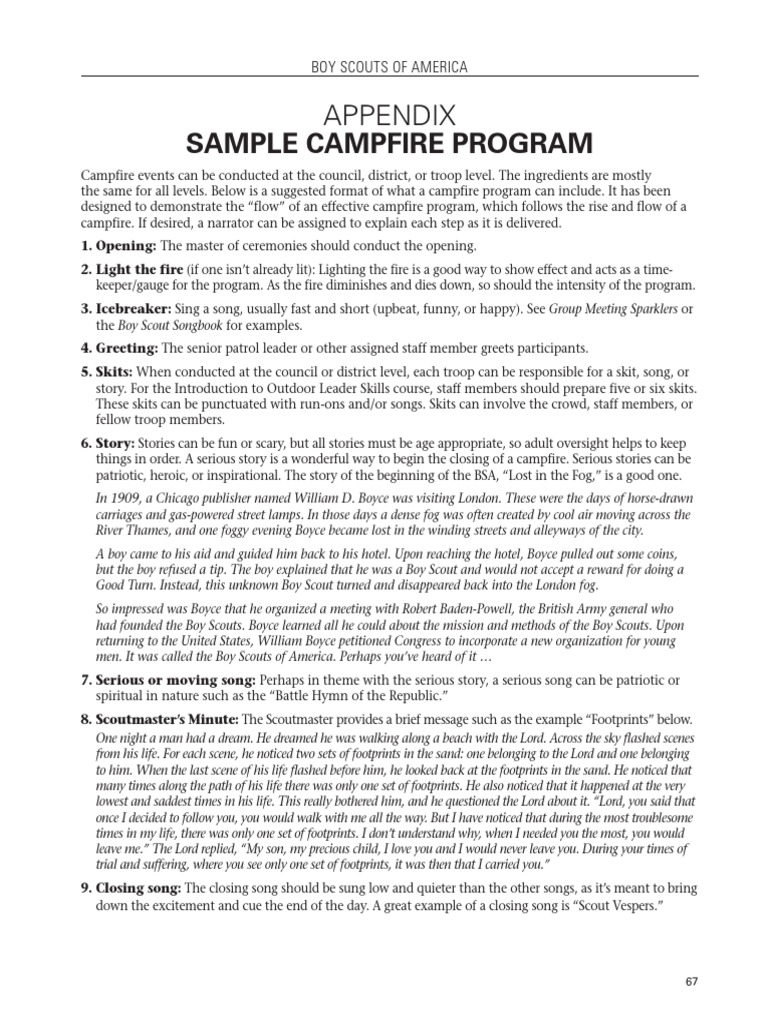 Sample Campfire Program | PDF | Boy Scouts Of America | Scouting