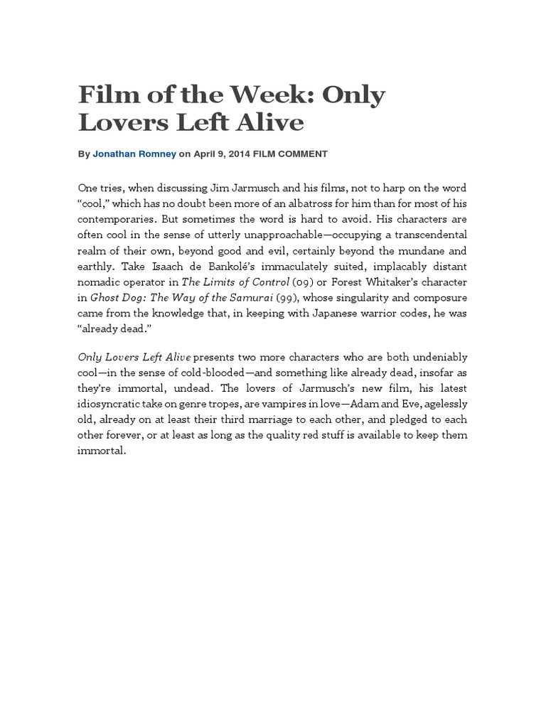 Rommey Only Lovers Left Alive PDF
