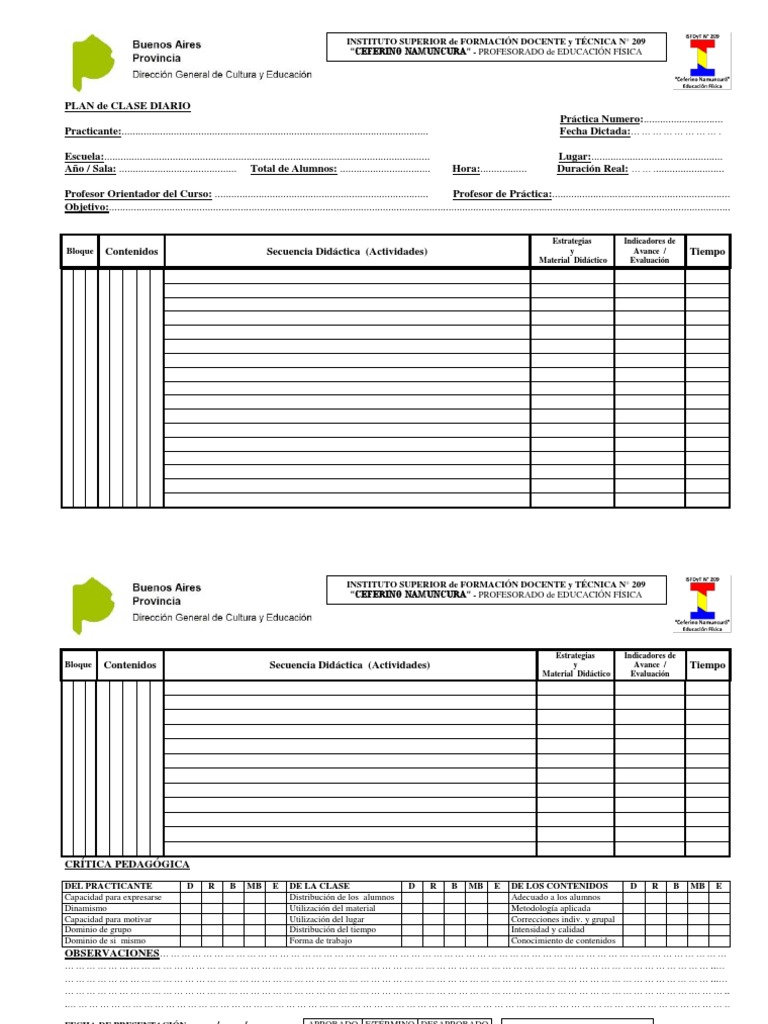 Plan de Clase (Pba) | PDF | Maestros | Evaluación