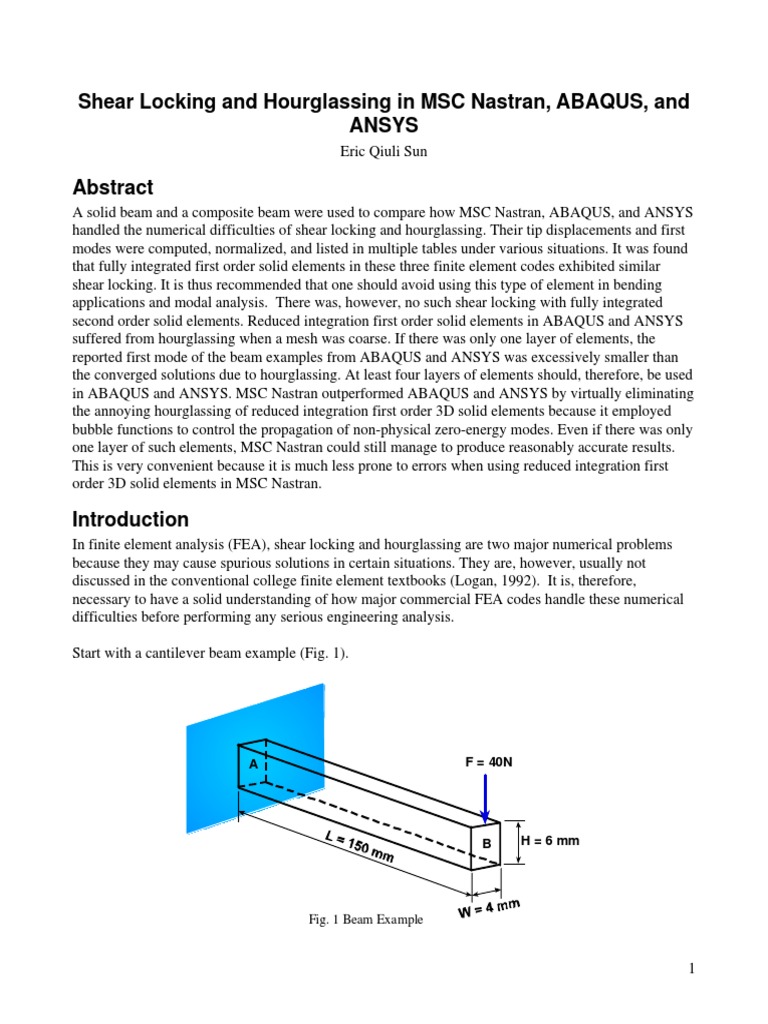 Shear Locking and Hourglassing PDF Bending Finite Element Method